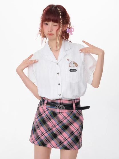 Rabbit Embroidery Premium Short Sleeve Shirt