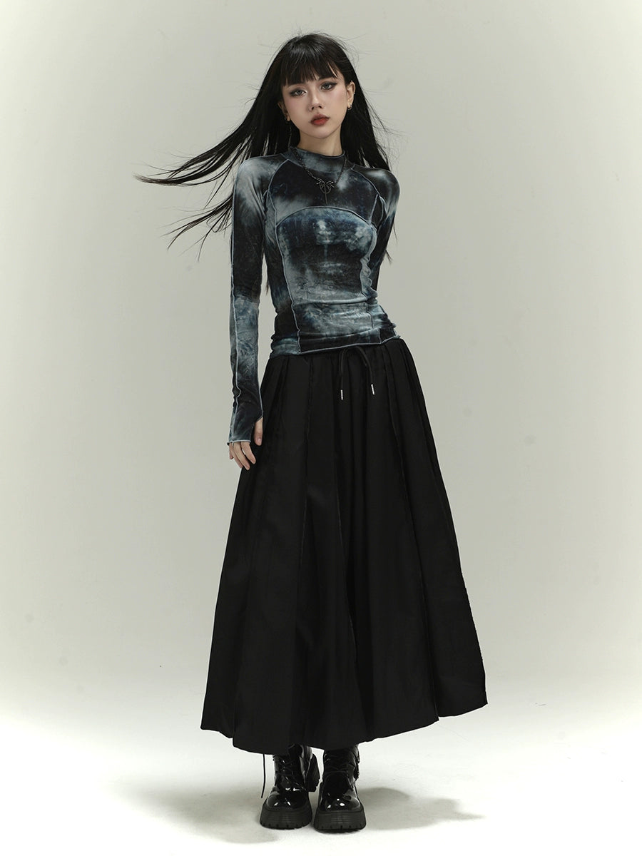 Yamamoto -Stil dunkler Falten -Culottes -Rock