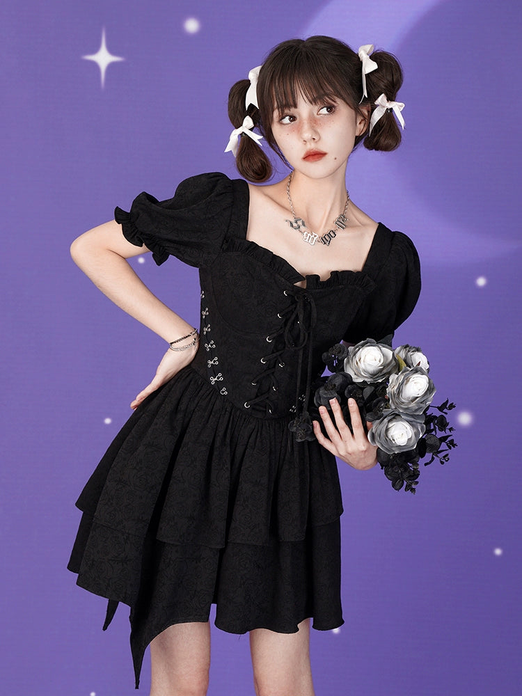 Waist short-sleeved lolita dress