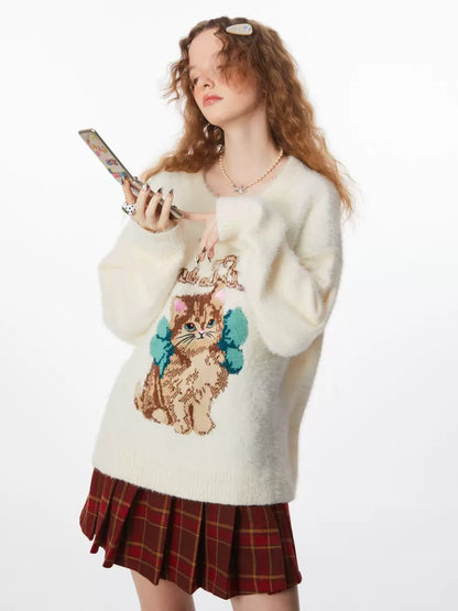 American retro imitation mink sweater