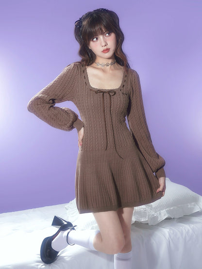 Square-necked sweater Dress