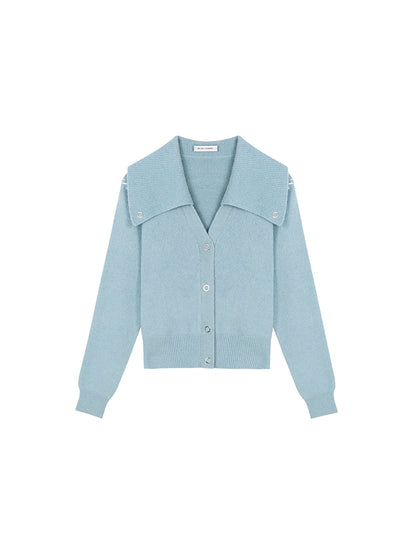 Light blue collar shawl cardigan top