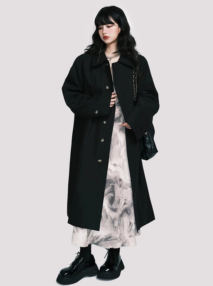 Loose Casual Midi Trench Coat Jacket