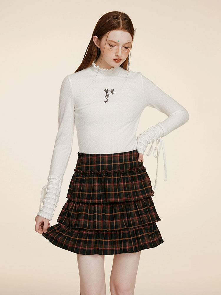 A-Line Versatile Plaid Short Skirt