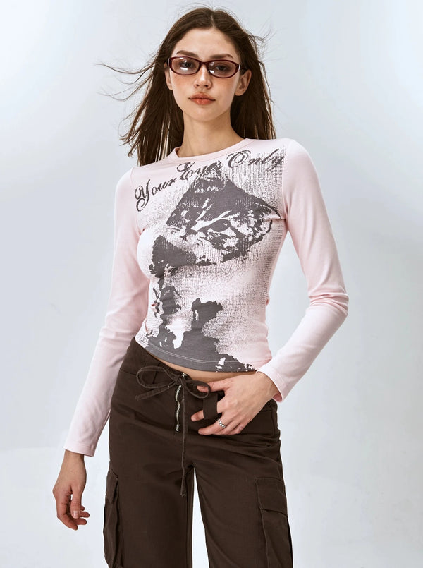 American cat slim long sleeve T-shirt