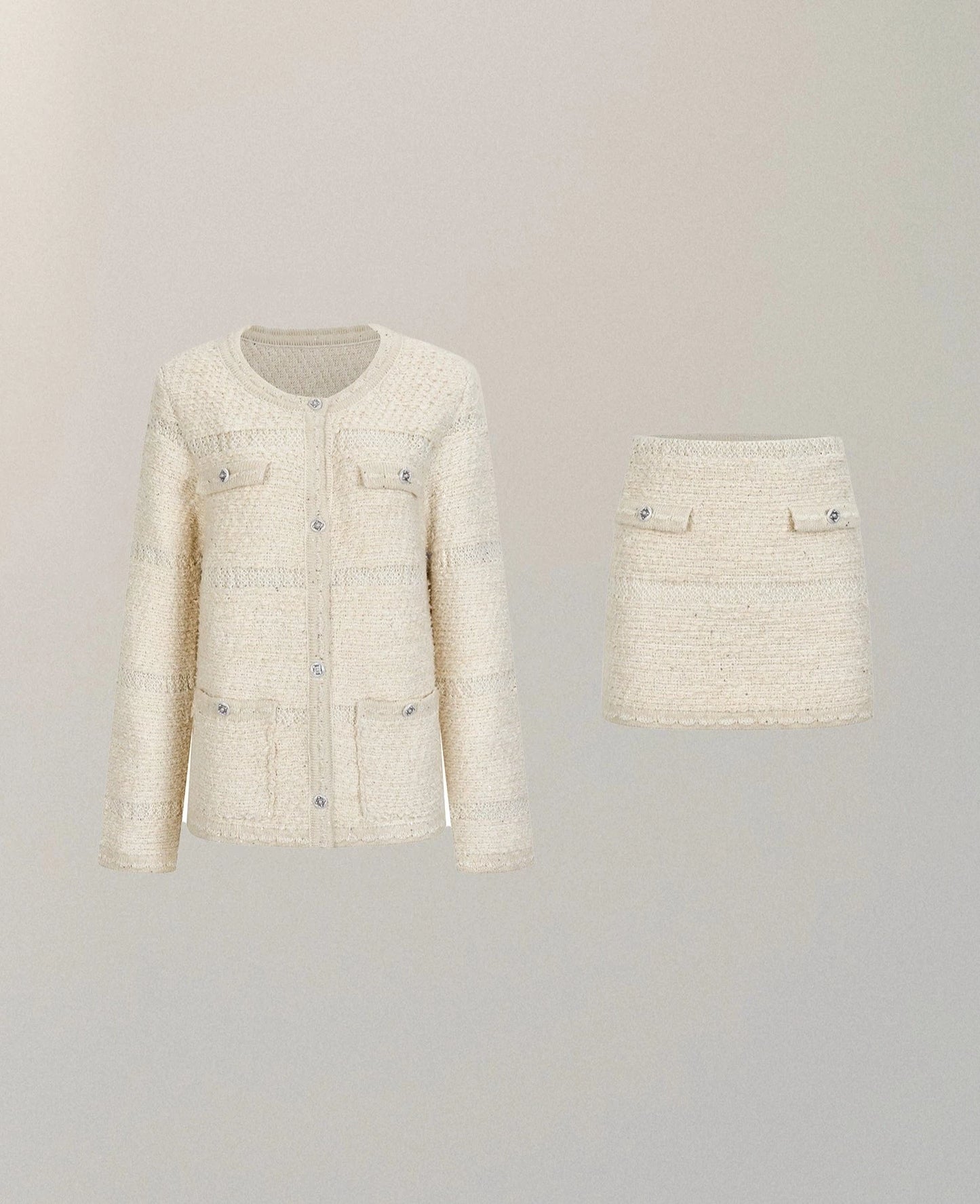 Wool Fragrance Jacket Skirt Two Piece Set