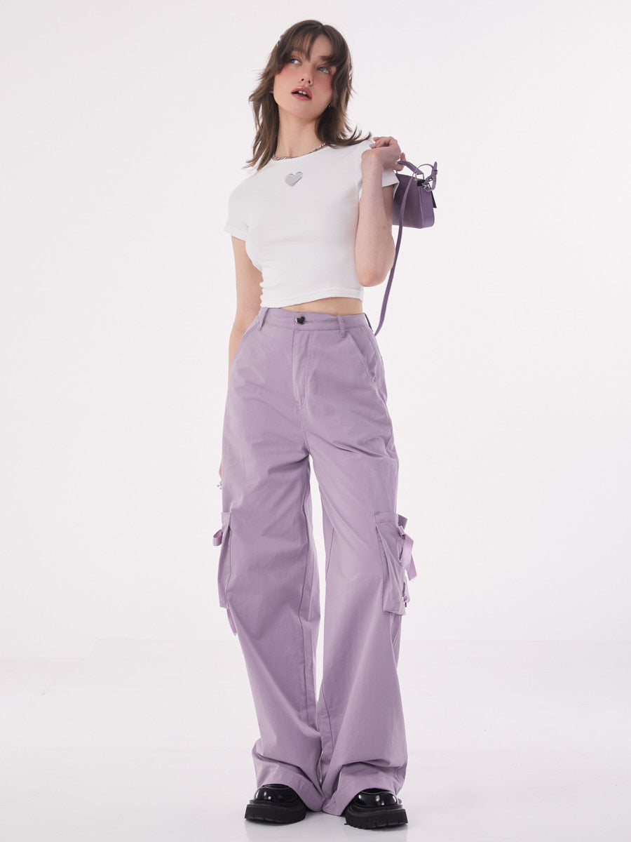 Ribbon Strap Loose Wide Pants