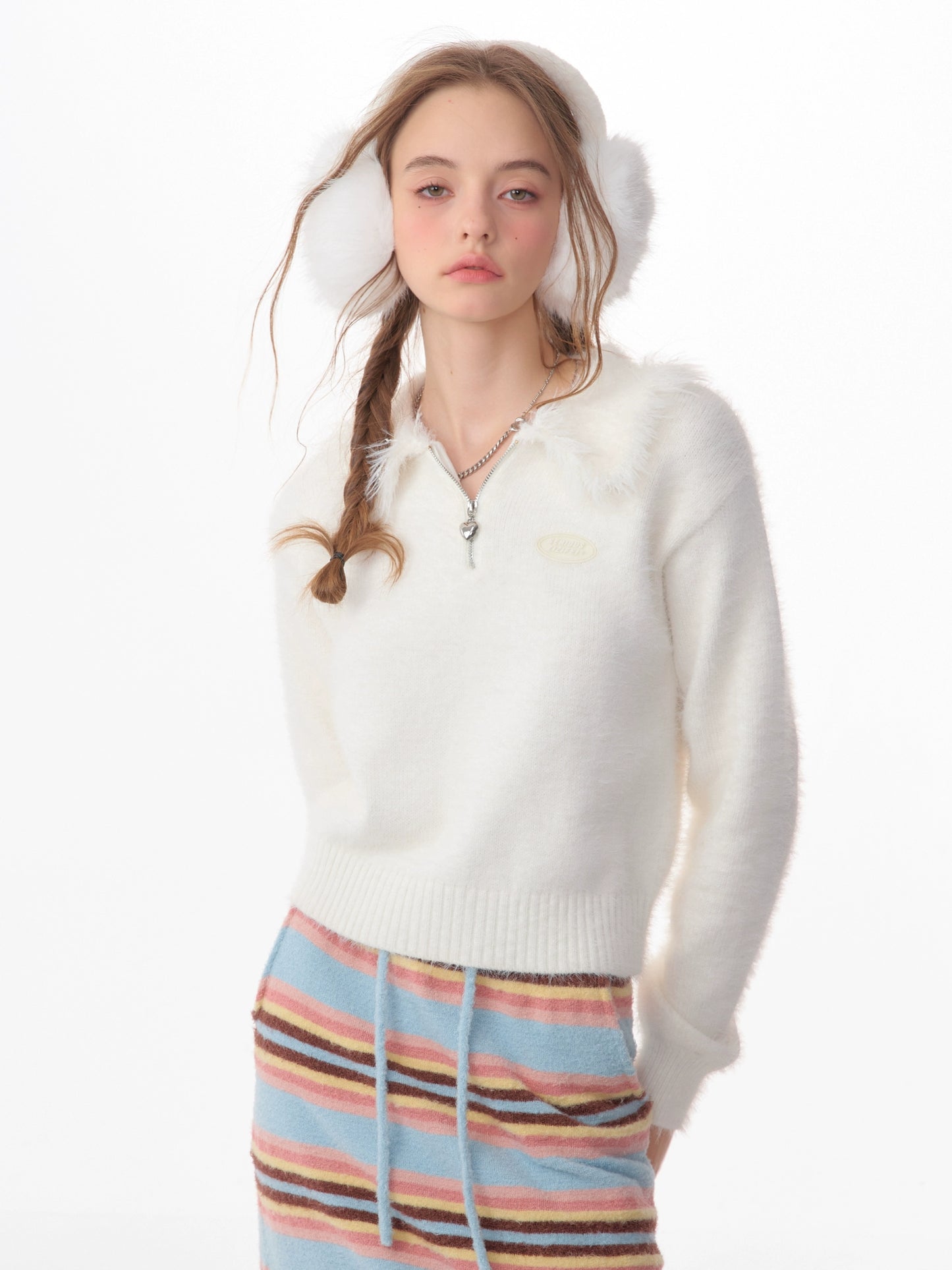 American thick wool polo collar sweater