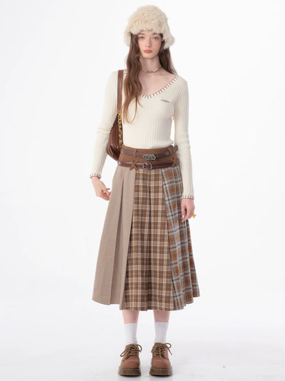 Retro Plaid Pleated Skirt