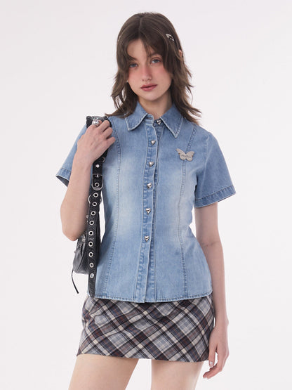 Casual Wash Slim Denim Shirt