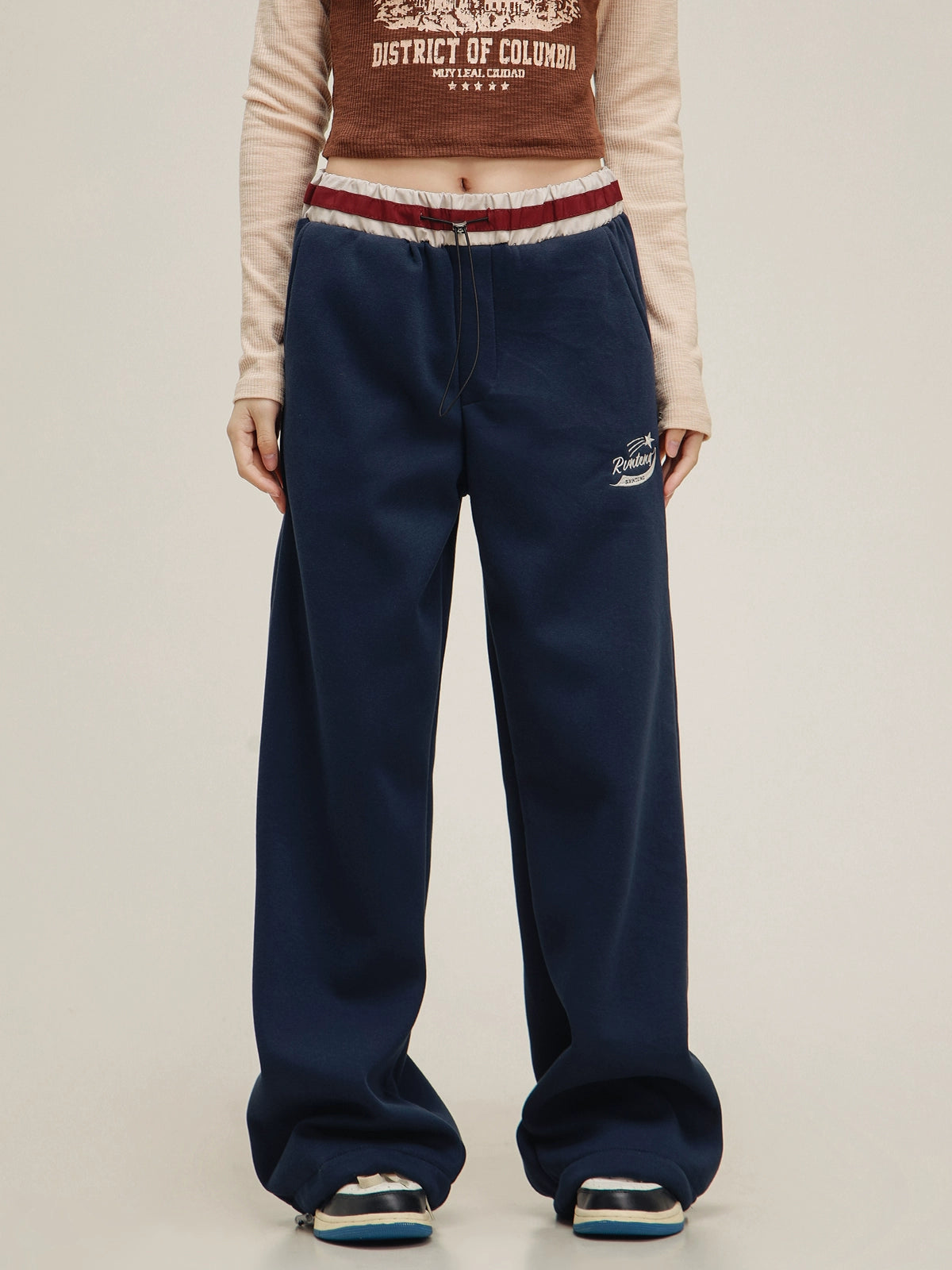 panelled waistband contrast sweat pants