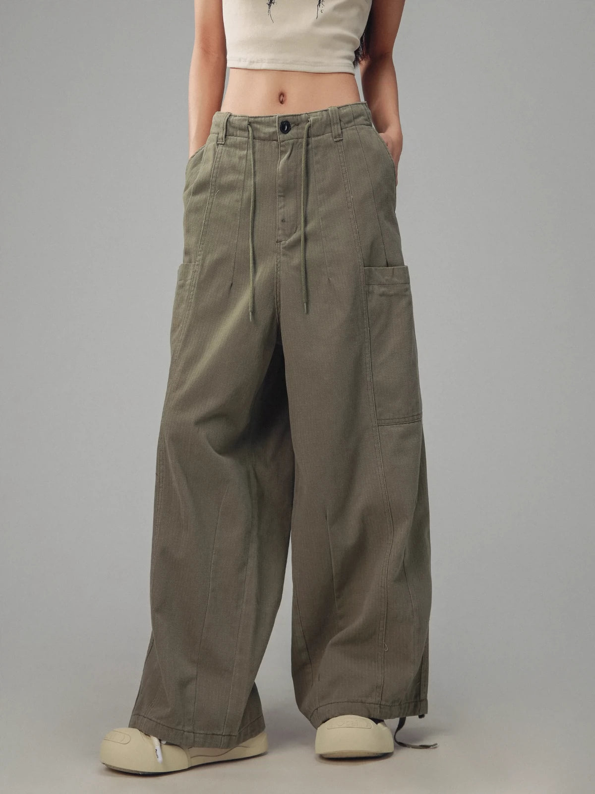 American retro large pocket workwear pants