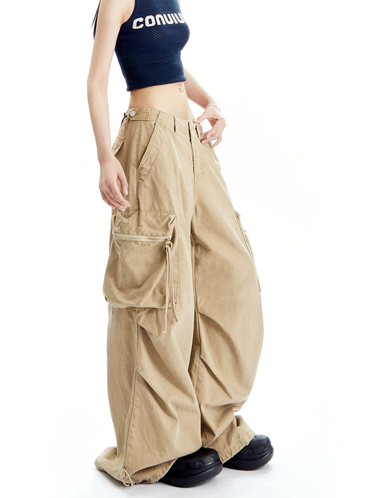 Loose Drawstring Parachute Pants