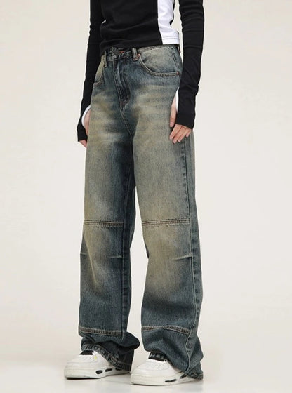 American vintage distressed panelled pants