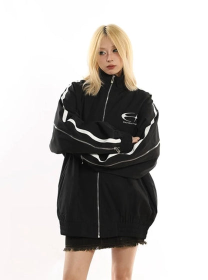 American Retro Stand Collar Loose Jacket