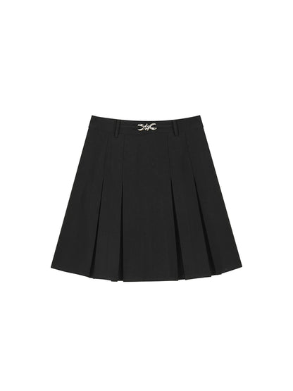 Short Black A-Line Pleated Skirt