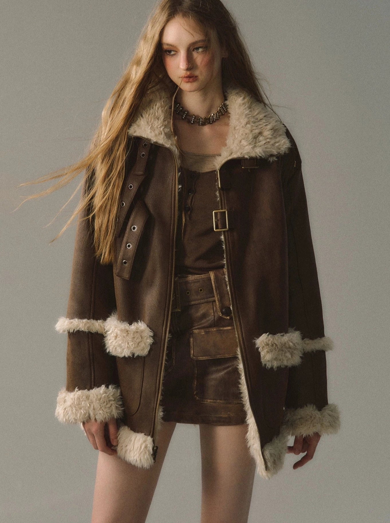 Fur Integrated Plush Jacket