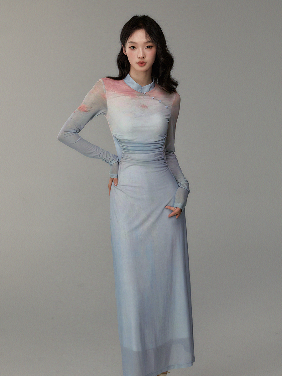 Chinese long-sleeved dress