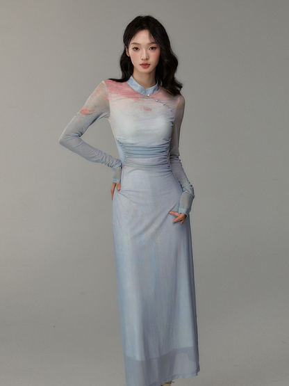 Chinese long-sleeved dress