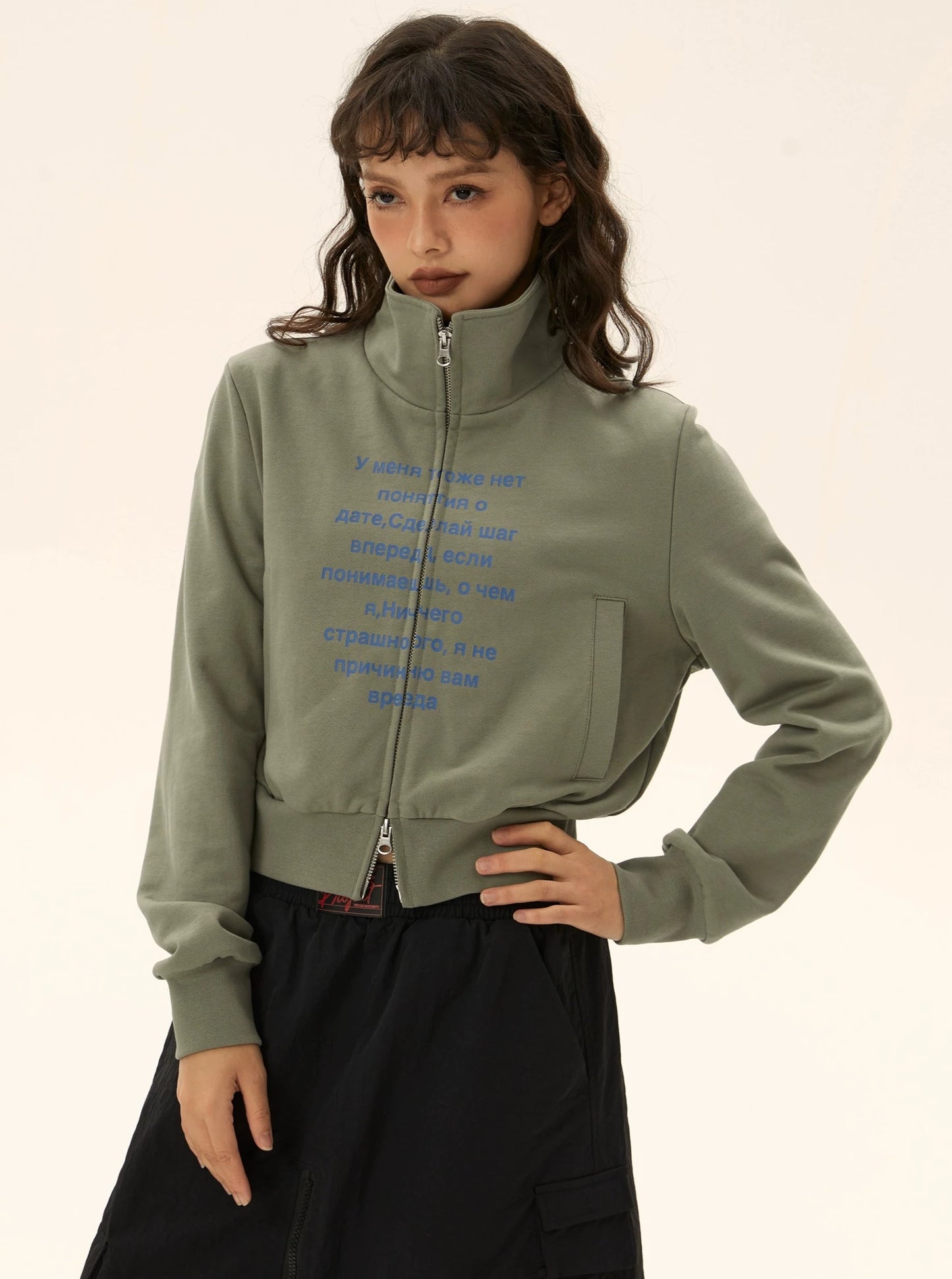 Maillard short stand up collar sweatshirt jacket