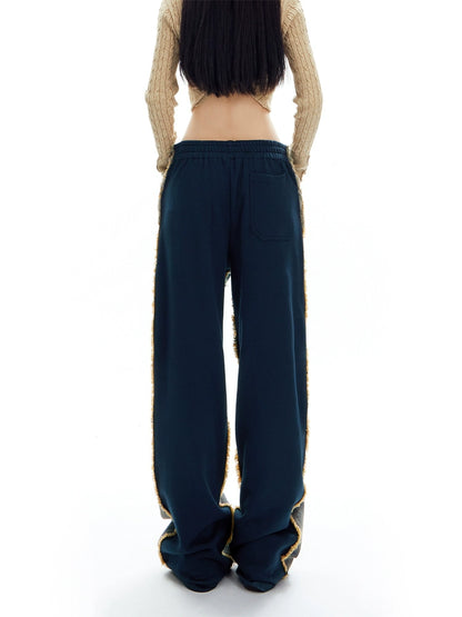 American Retro Cat Straight Stitched Pants