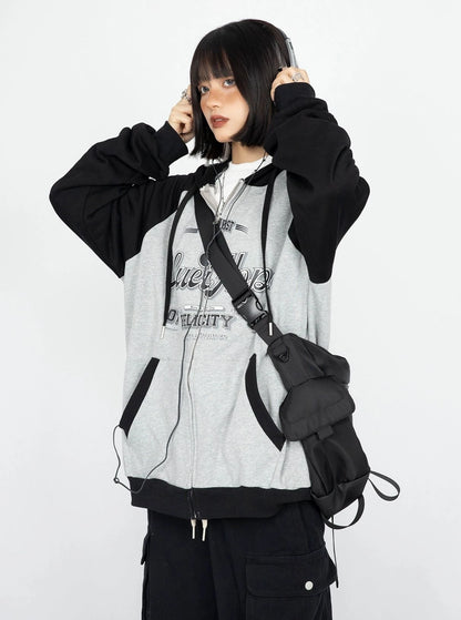 Block Hooded Sweater Coat