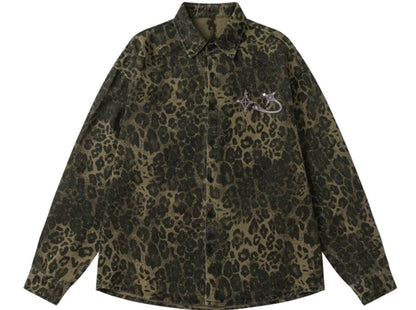 Retro street luxury leopard print tops