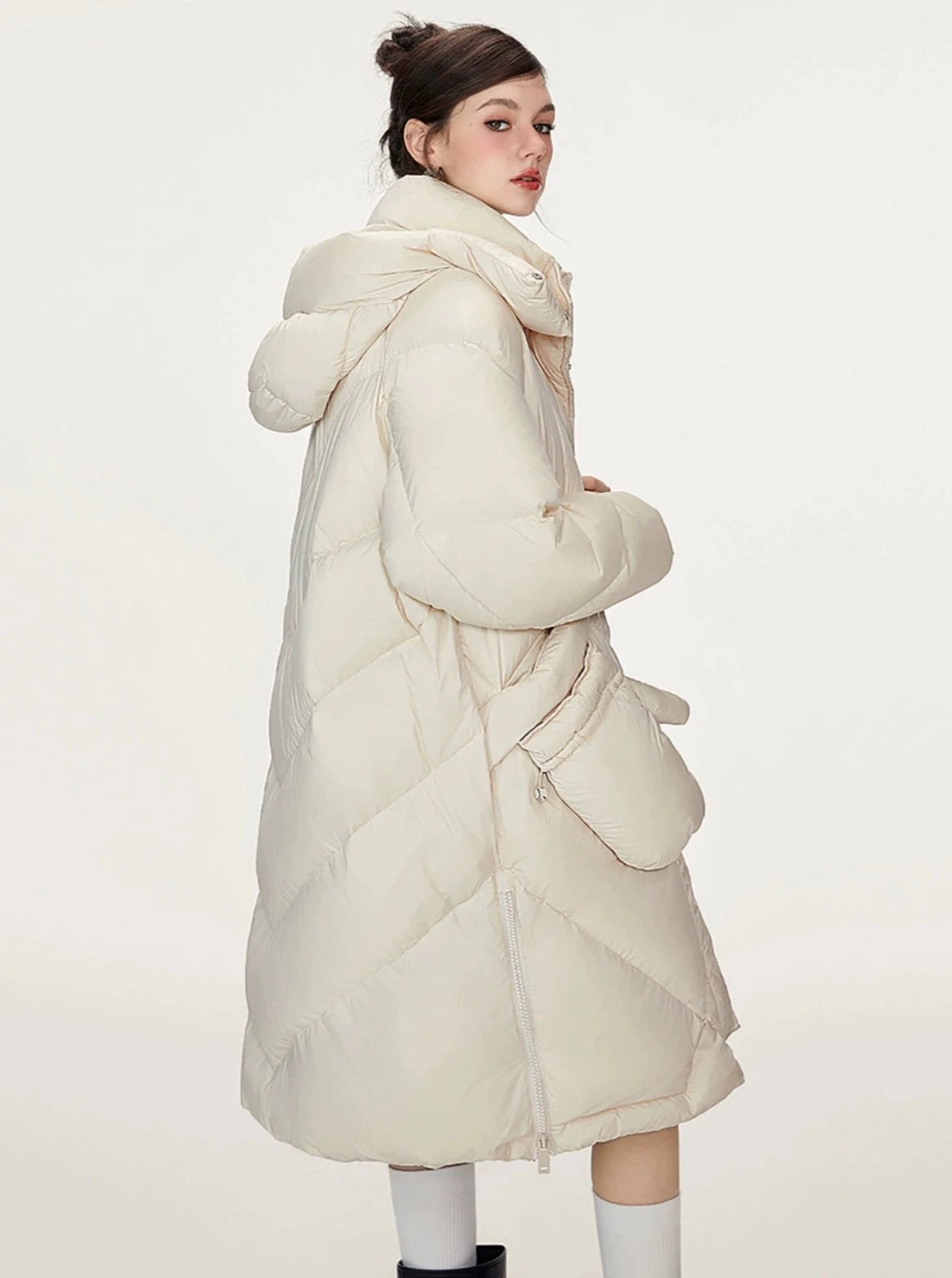 Mid-length Thickened Warm Loose Hooded Jacket