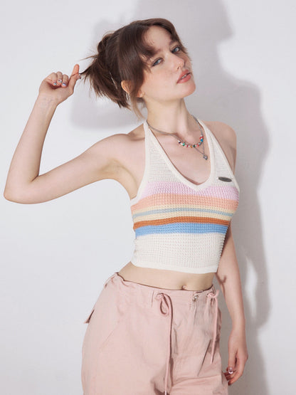 Colorful Border Halter Neck