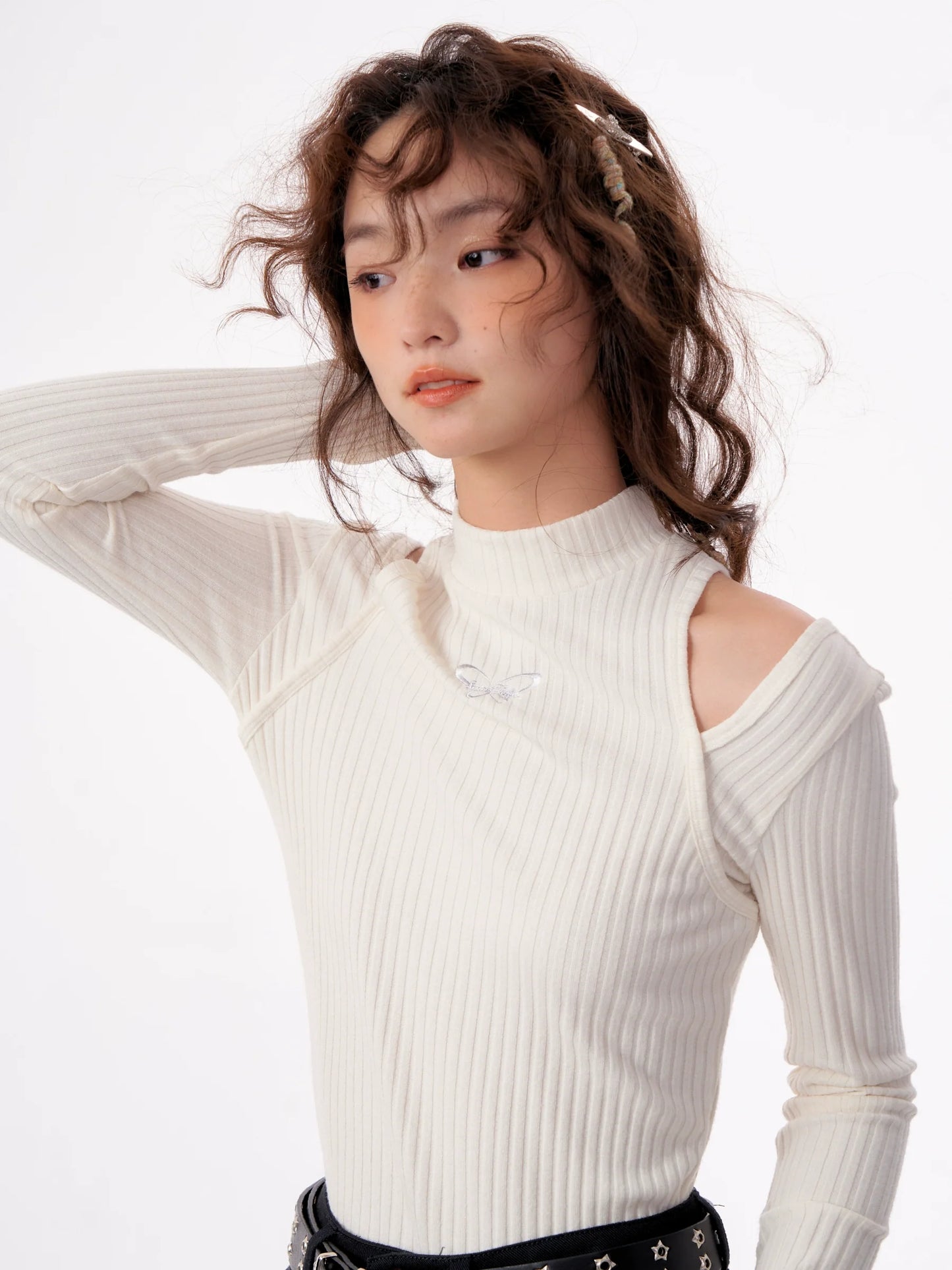 Slit Shoulder Rib Knit