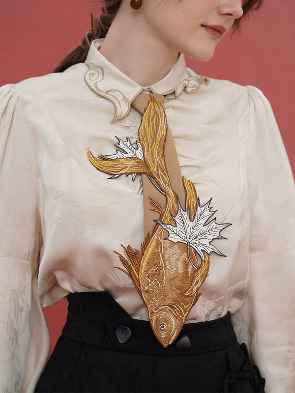 Chinese Style Sinking Fish Leaves Neckties