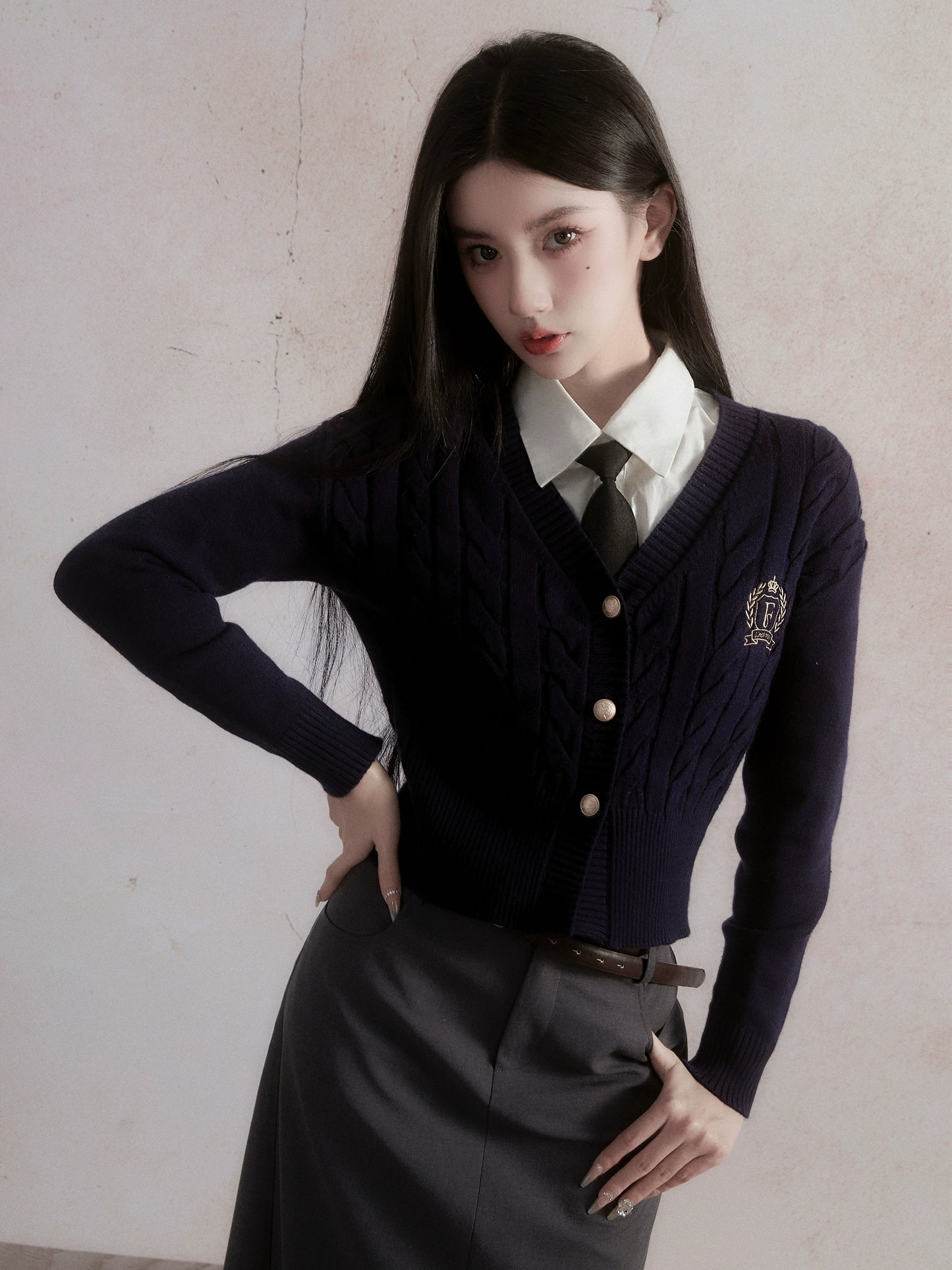 Korean knitted cardigan preppy tops