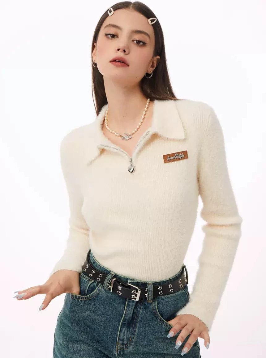 American vintage thin polo collar Tops