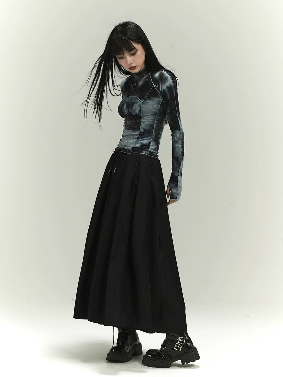 Yamamoto -Stil dunkler Falten -Culottes -Rock