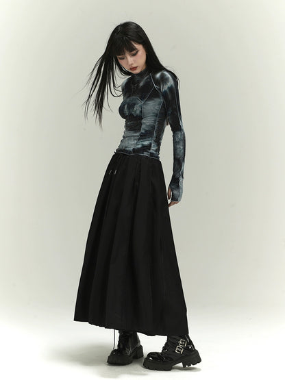 Yamamoto style dark pleated culottes skirt