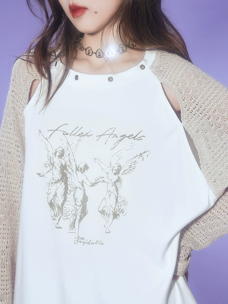 Knit angel print T-shirt