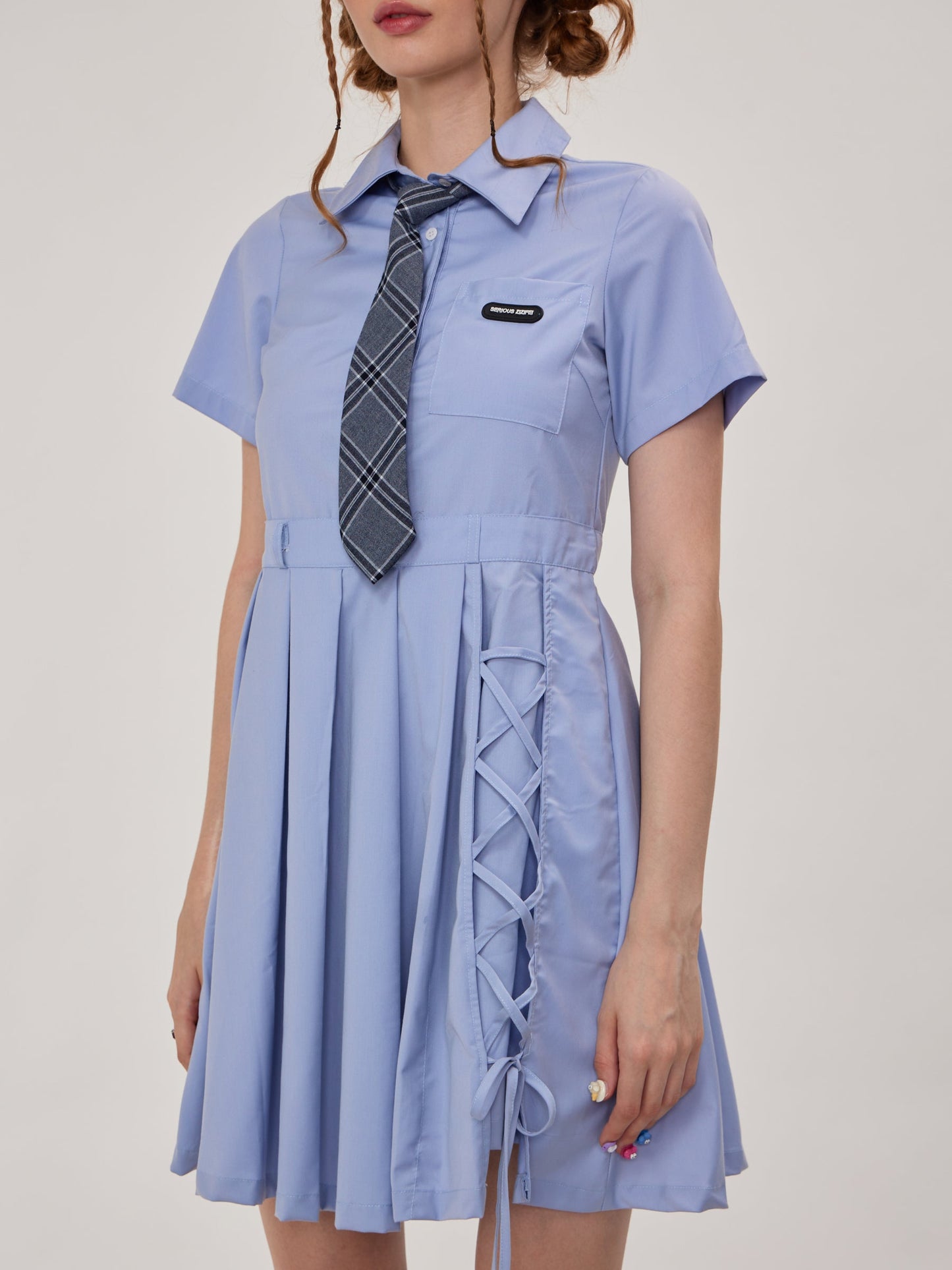 Retro Blue Polo Farbkleid