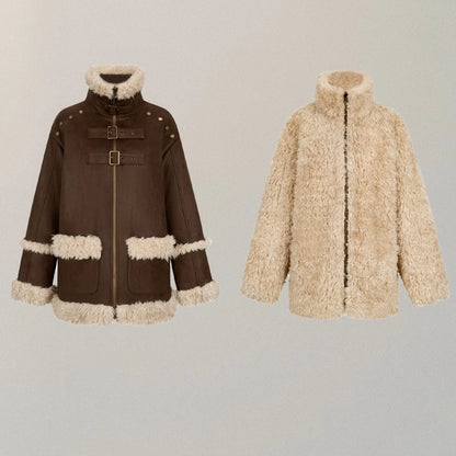 Fur Integrated Plush Jacket