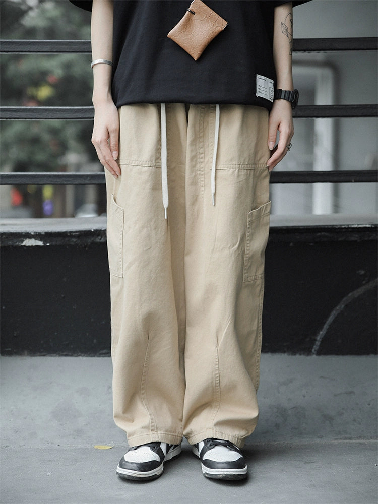 Loose strap straight tube tooling khaki casual pants