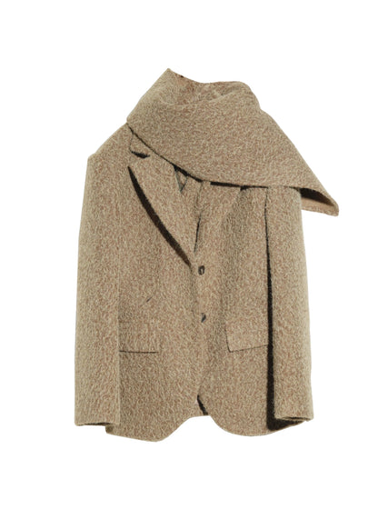 Two-piece scarf ginger texture woolen blazer
