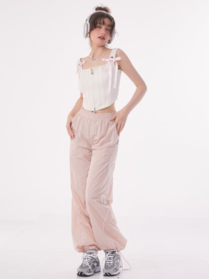 Girly Pink Nylon Pants