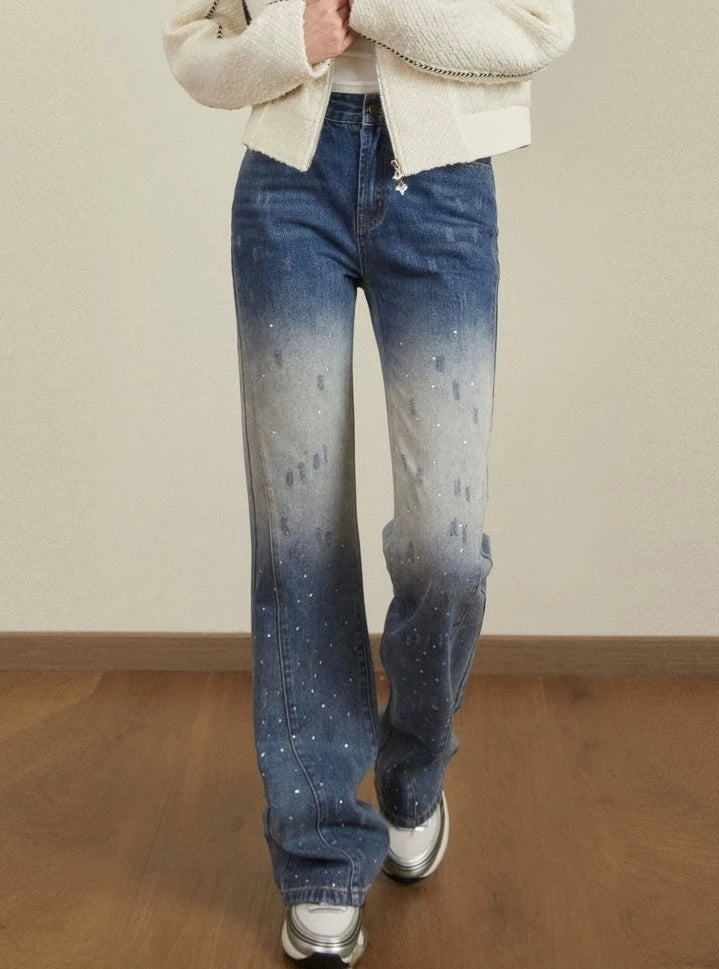 Strasshose Blue Jeans Hosen