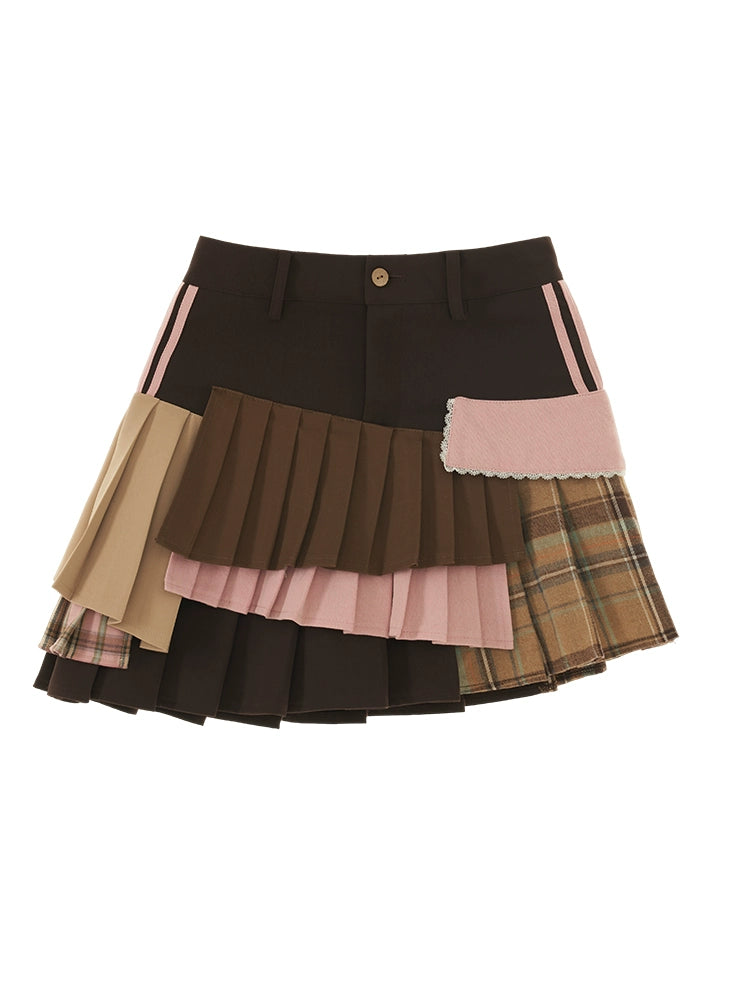 Irregular Contrasting Stitching Skirt