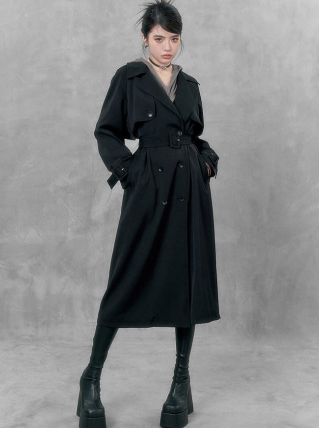 Silky Satin Windbreaker Long Coat