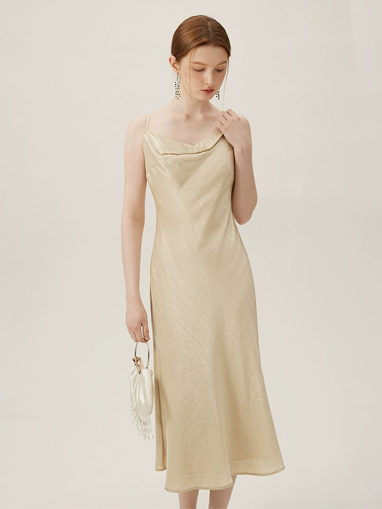 Temperament Neck Acetate Slip Dress