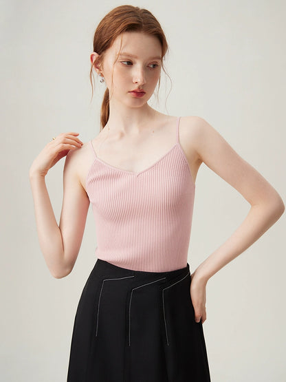 Pink Knitted Vest Cardigan Set