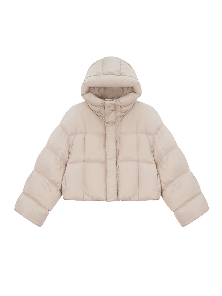 Short hooded down jacket