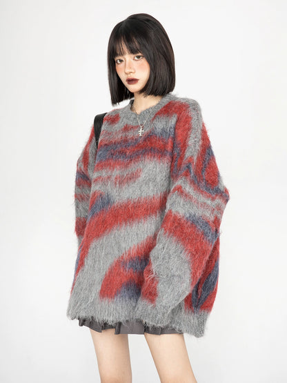 Round Neck Pullover Knitted Wool Long Sleeves Top