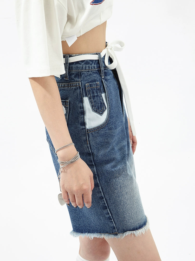 American Big Letter Printed Denim Pants