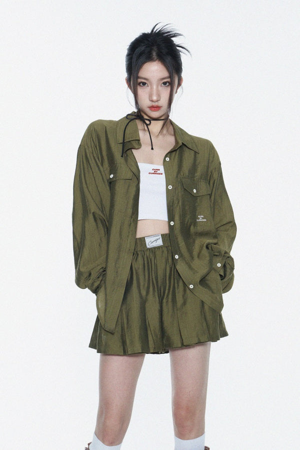 Chemise décontractée Short à motif plissé